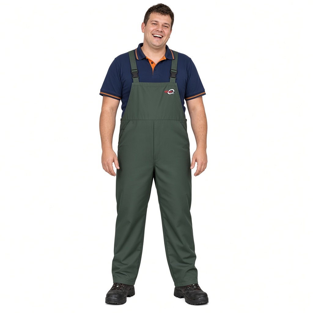 Sioen 4600 Louisiana Amerikaanse overall gedragen door een model, foto met AI gemaakt